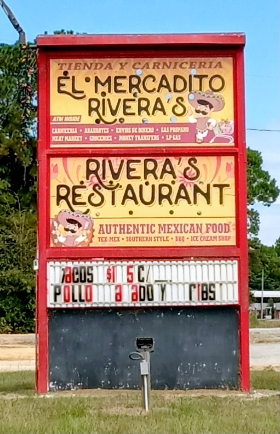 RIVERA’S RESTAURANT menu board