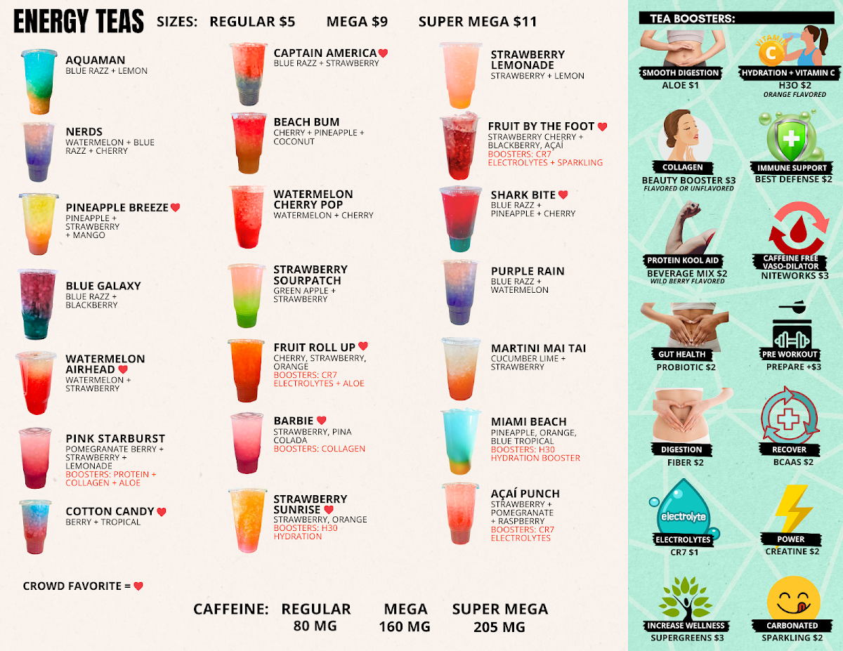 Obetz Nutrition menu board