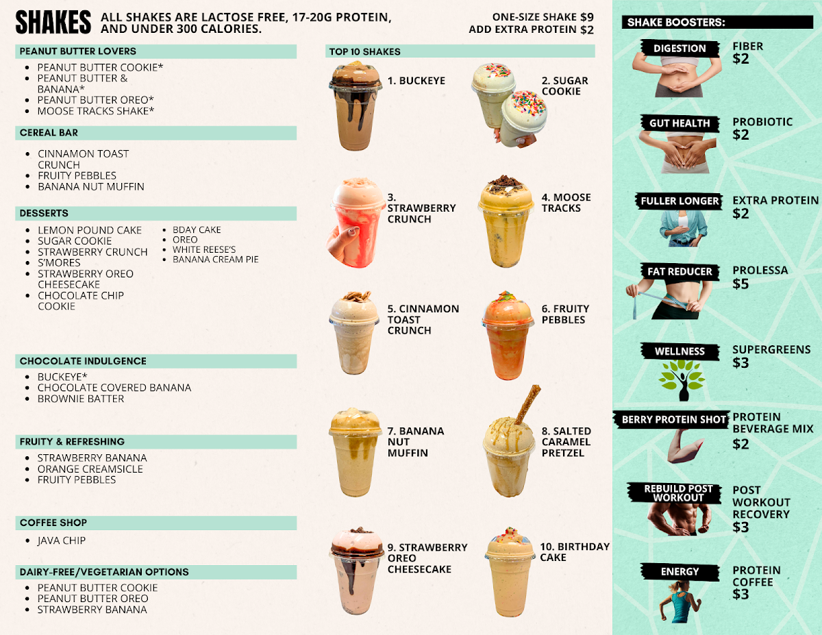 Obetz Nutrition menu board