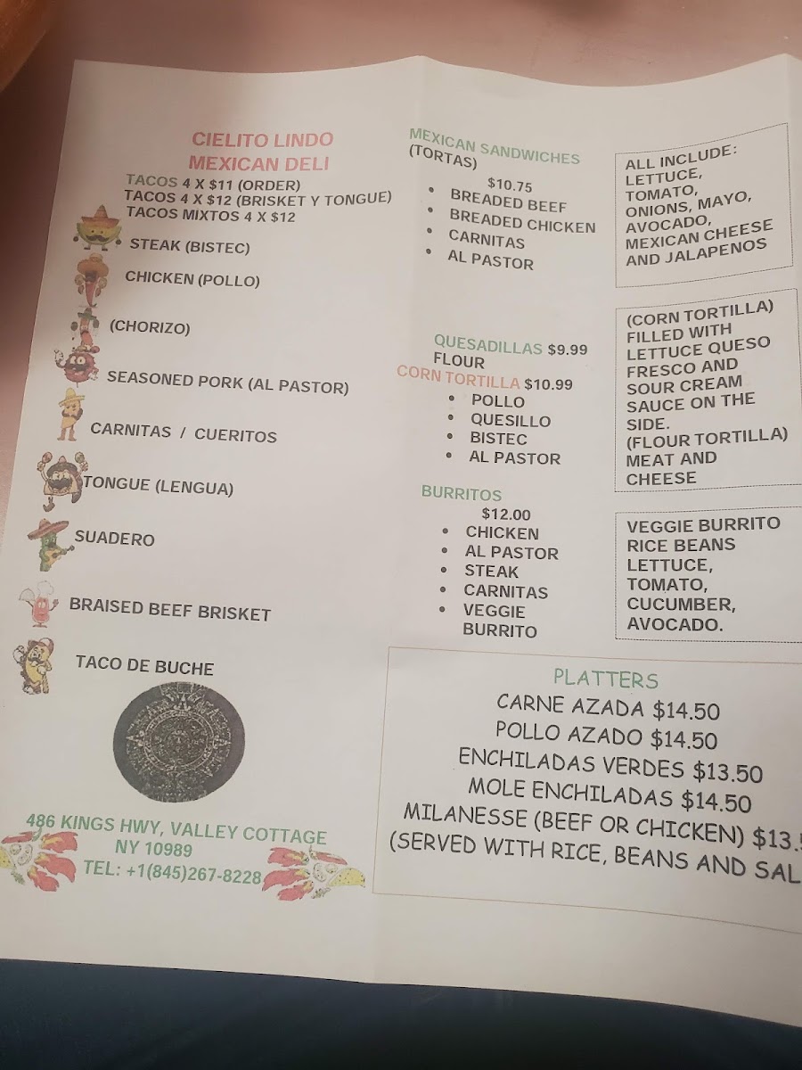 Cielito Lindo menu board