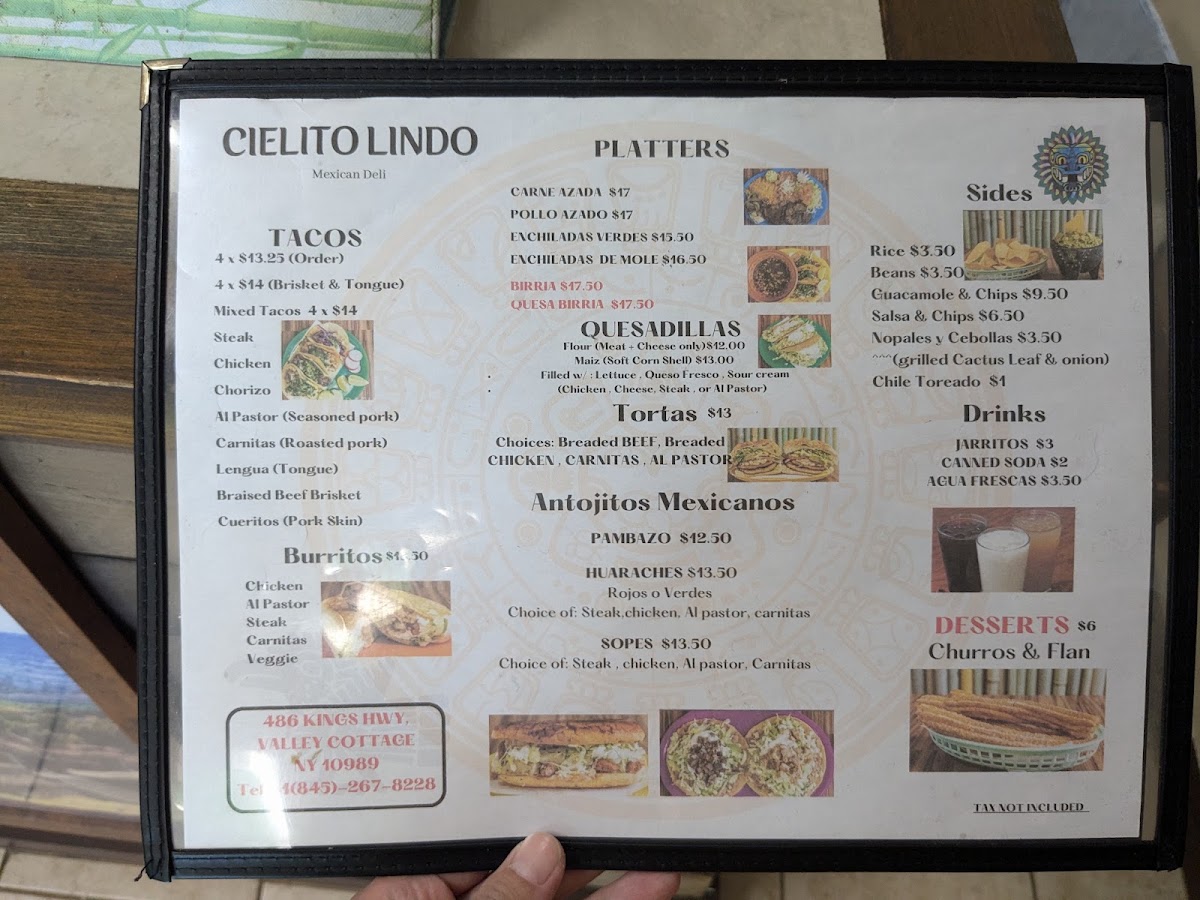 Cielito Lindo menu board