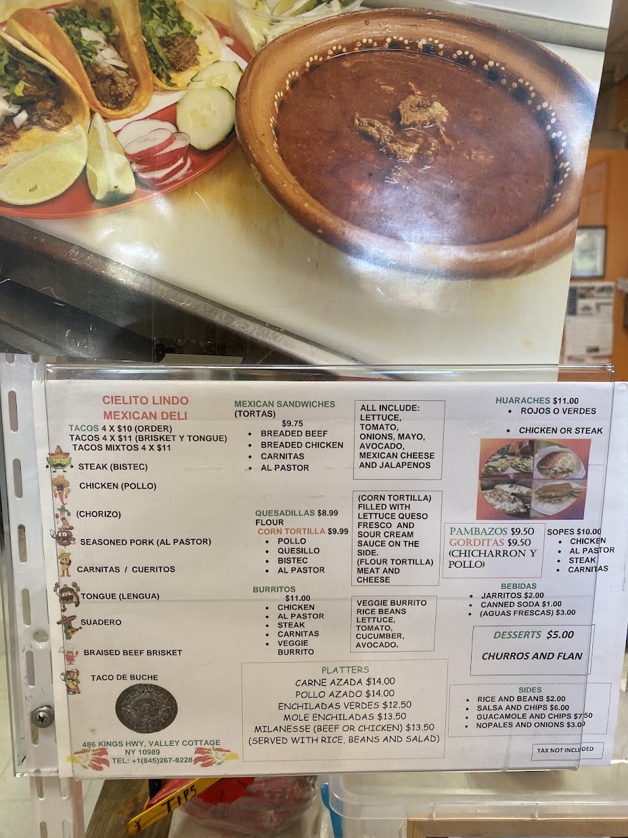 Cielito Lindo menu board