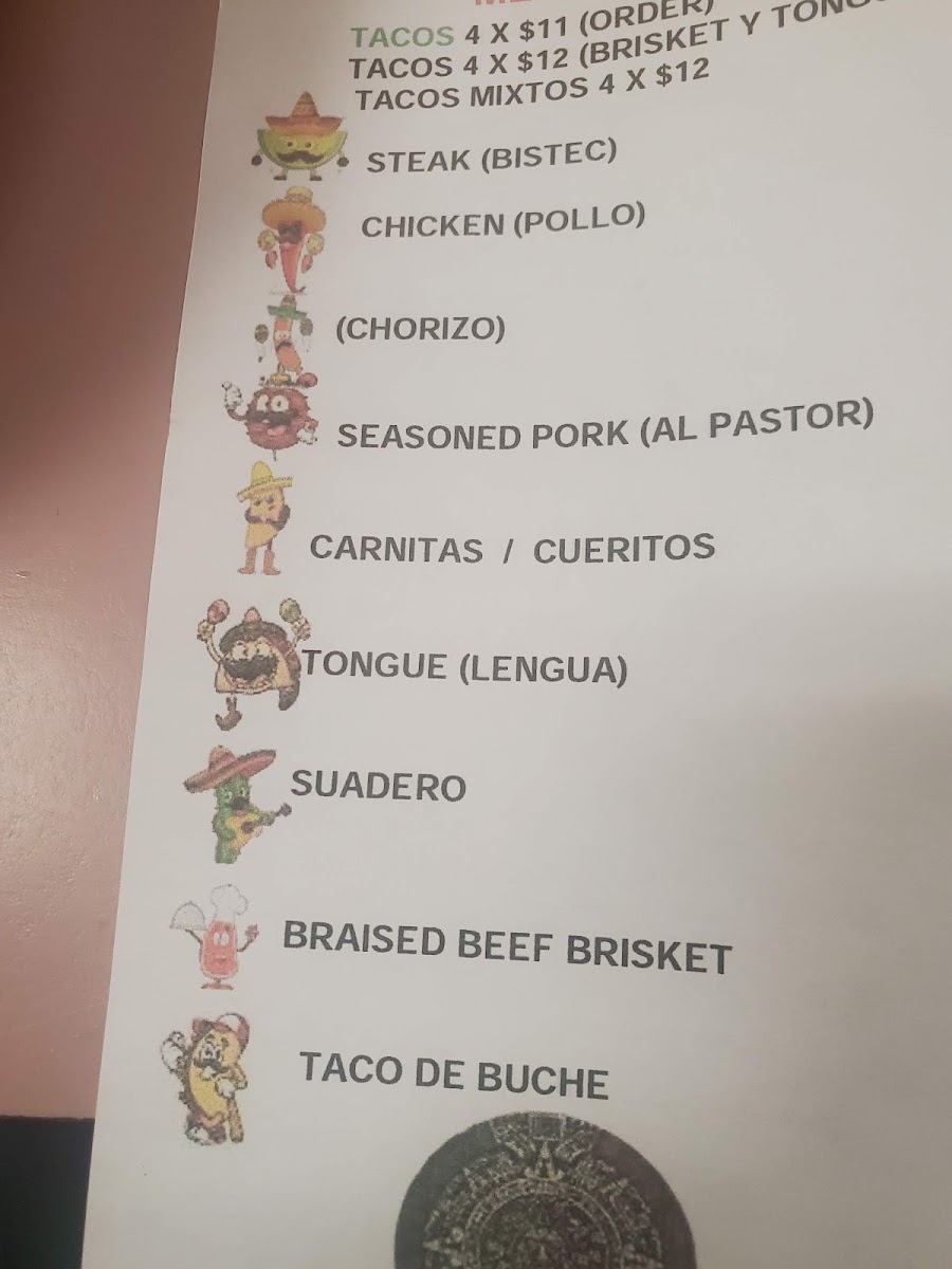 Cielito Lindo menu board