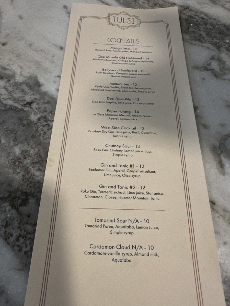 Tulsi menu board