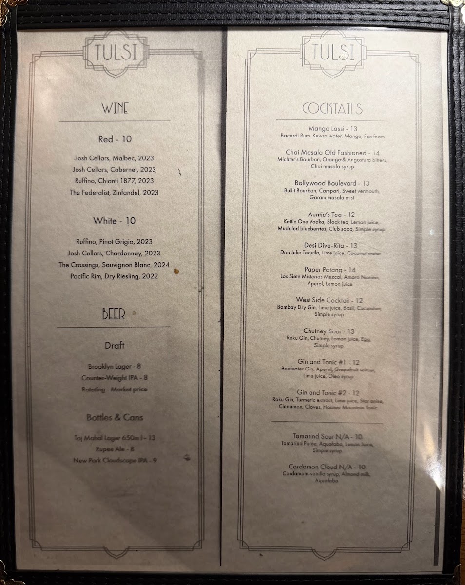 Tulsi menu board