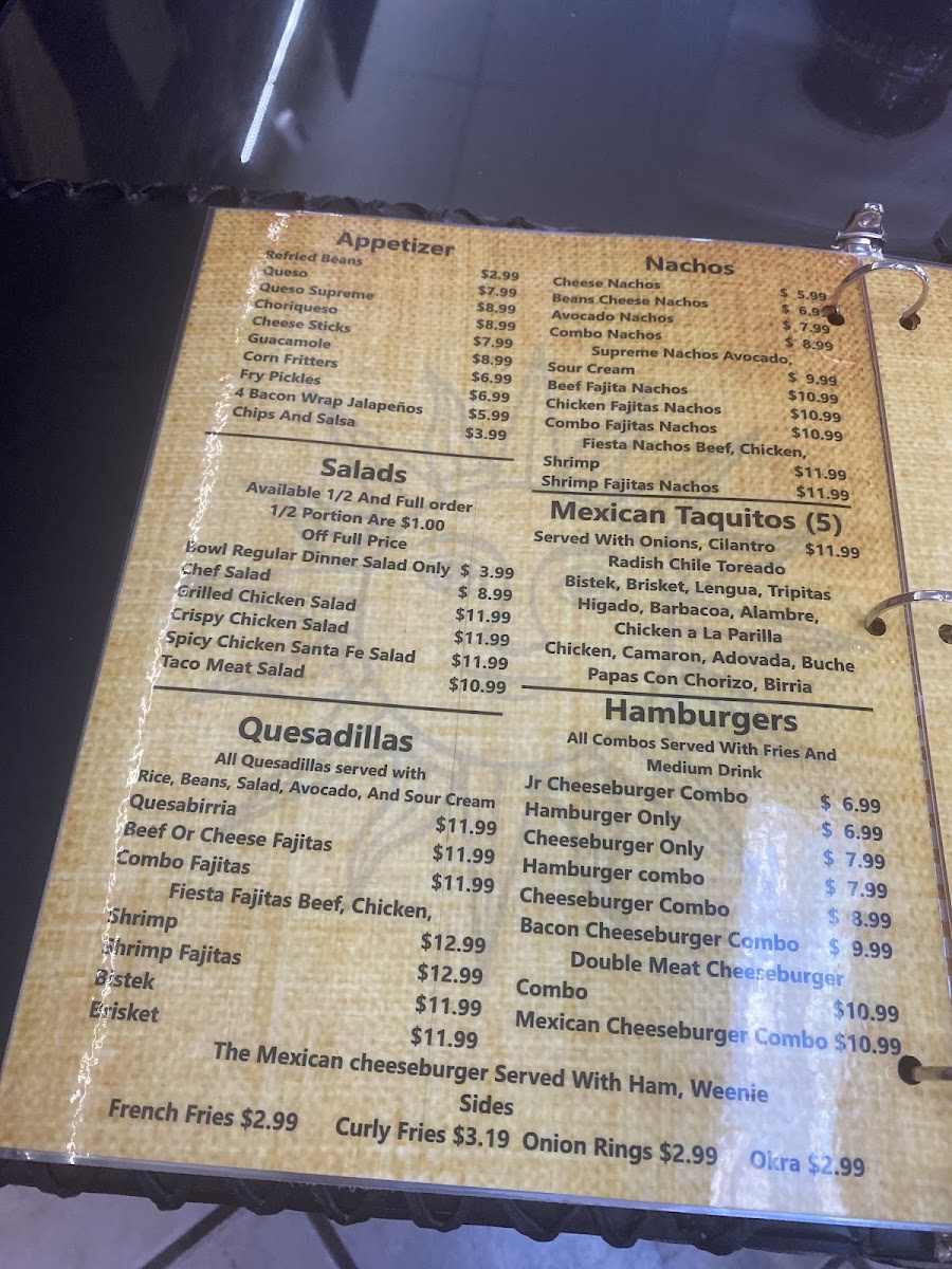 El Rey Sol menu board