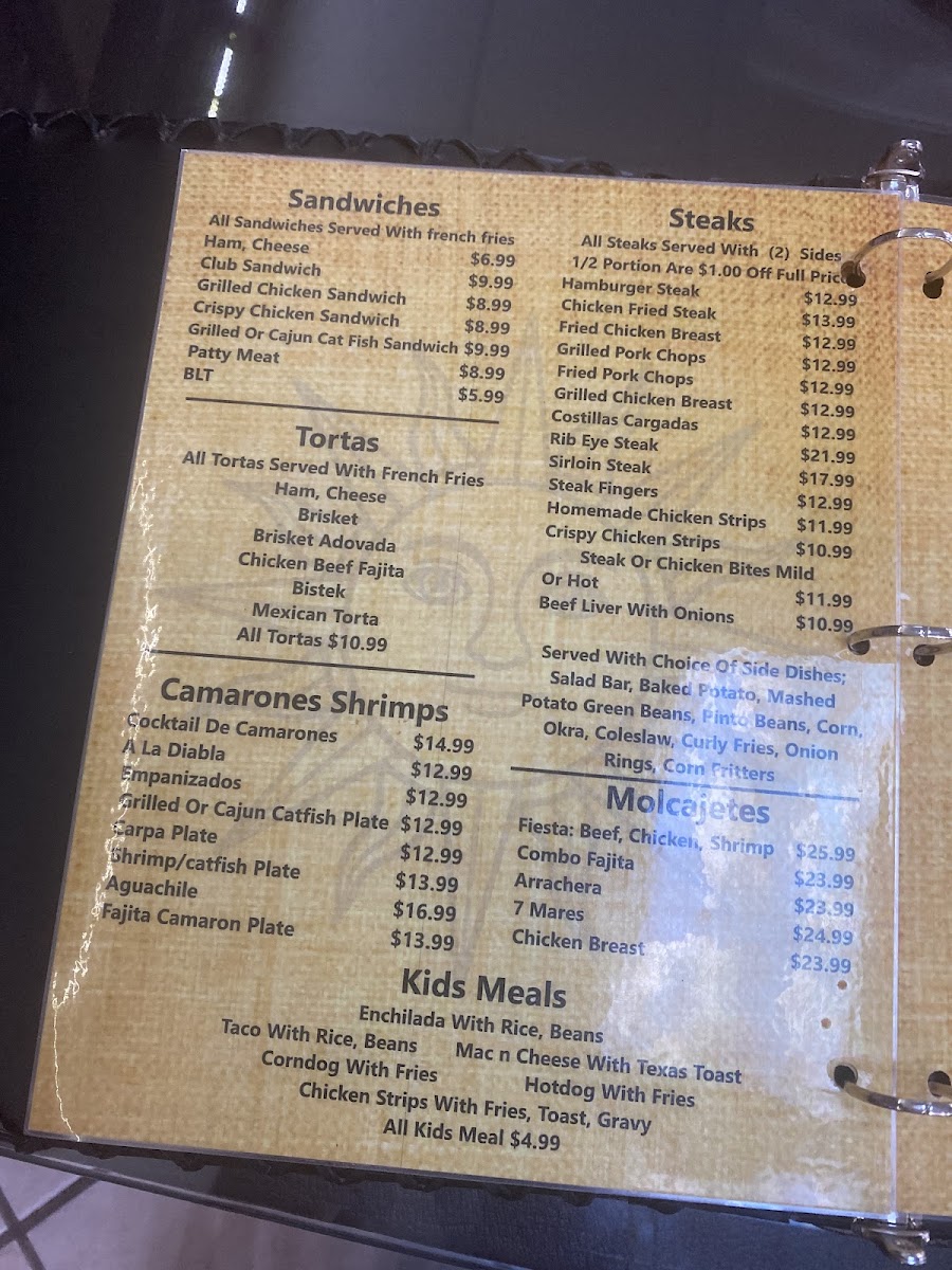 El Rey Sol menu board