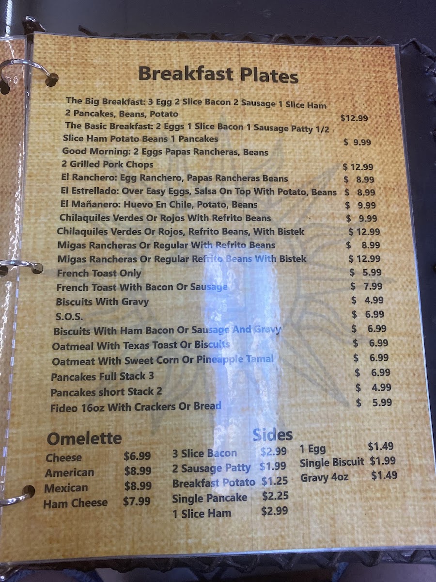 El Rey Sol menu board