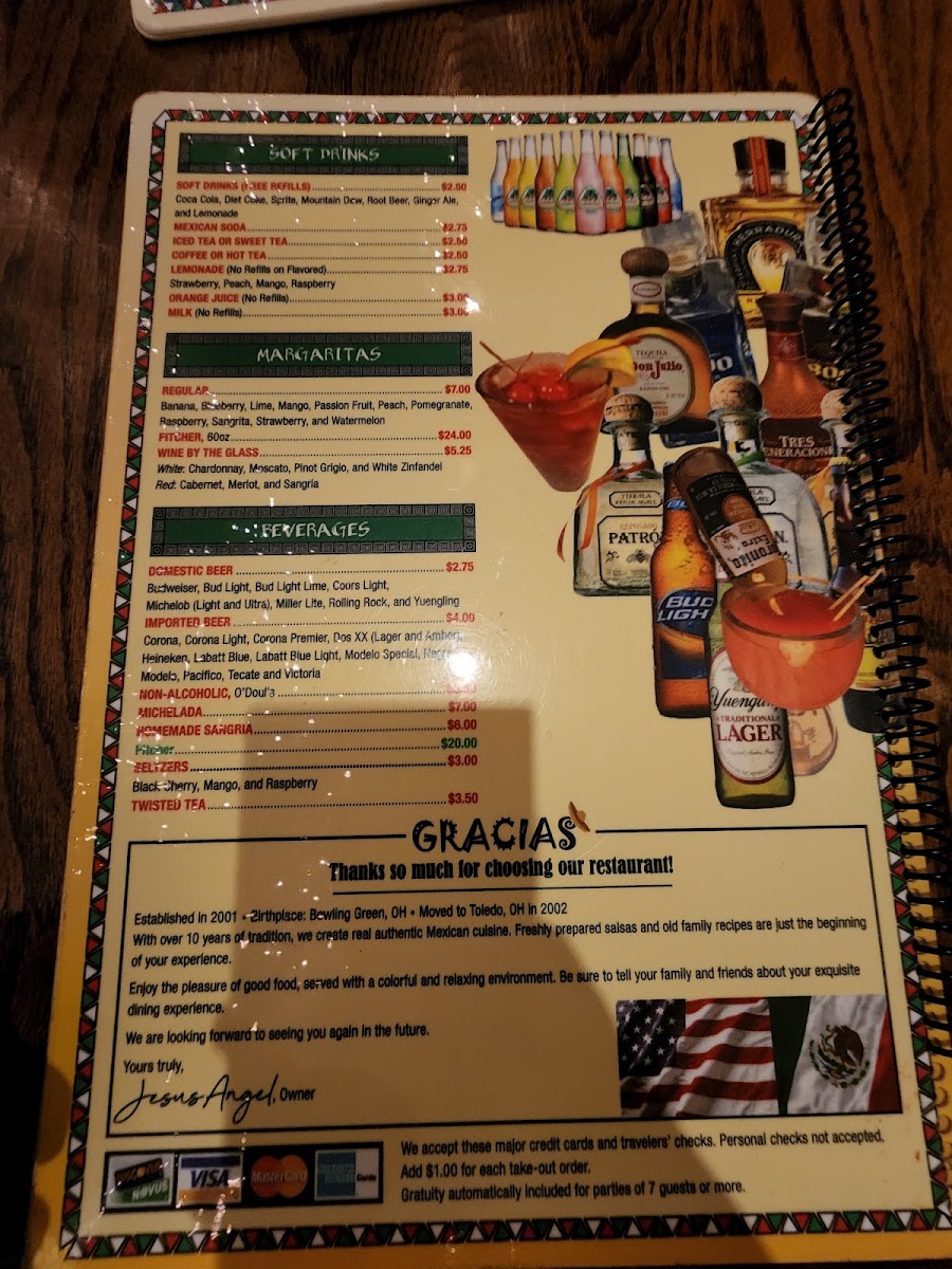 La Fiesta Toledo menu board