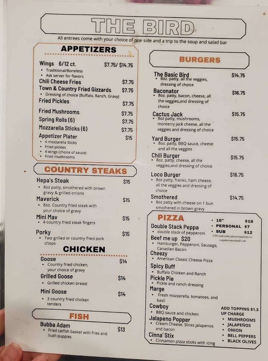 The Bird Beer Hall menu board
