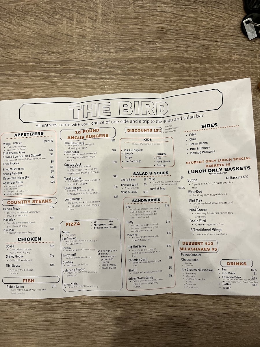 The Bird Beer Hall menu board