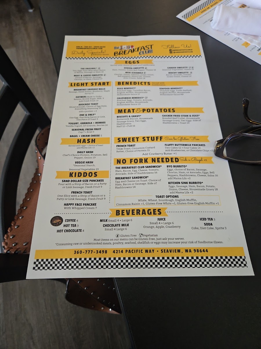 The Breakfast Club menu board
