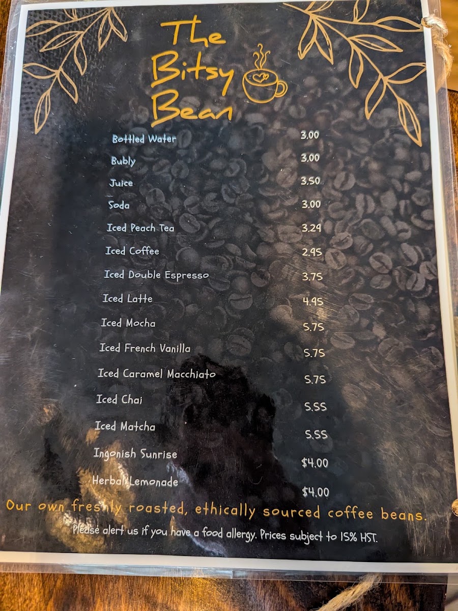 Bitsy Bean & Night Owl Coffee menu board