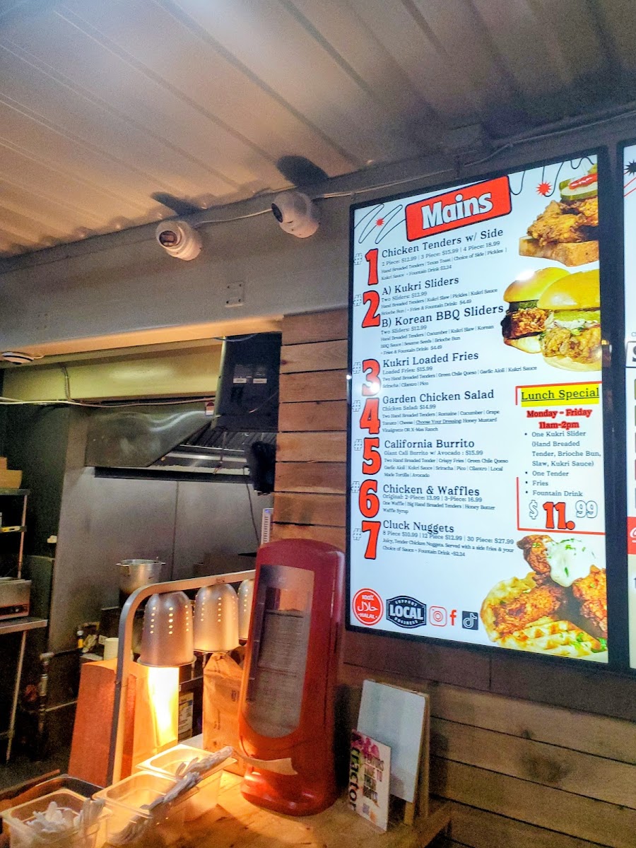 KūKri - Hot Chicken Tenders (Midtown, Albuquerque) menu board