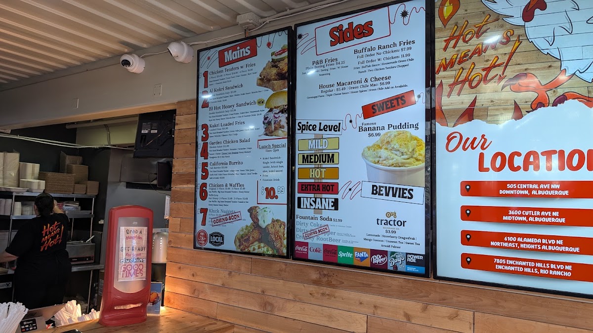 KūKri - Hot Chicken Tenders (Midtown, Albuquerque) menu board