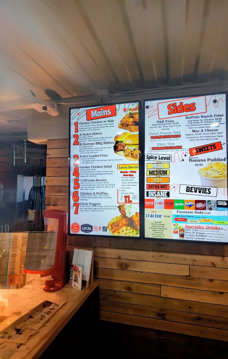 KūKri - Hot Chicken Tenders (Midtown, Albuquerque) menu board