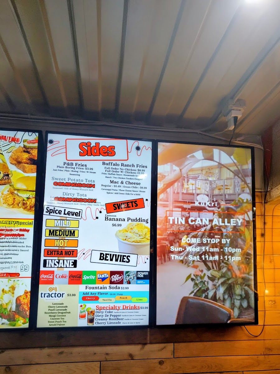 KūKri - Hot Chicken Tenders (Midtown, Albuquerque) menu board