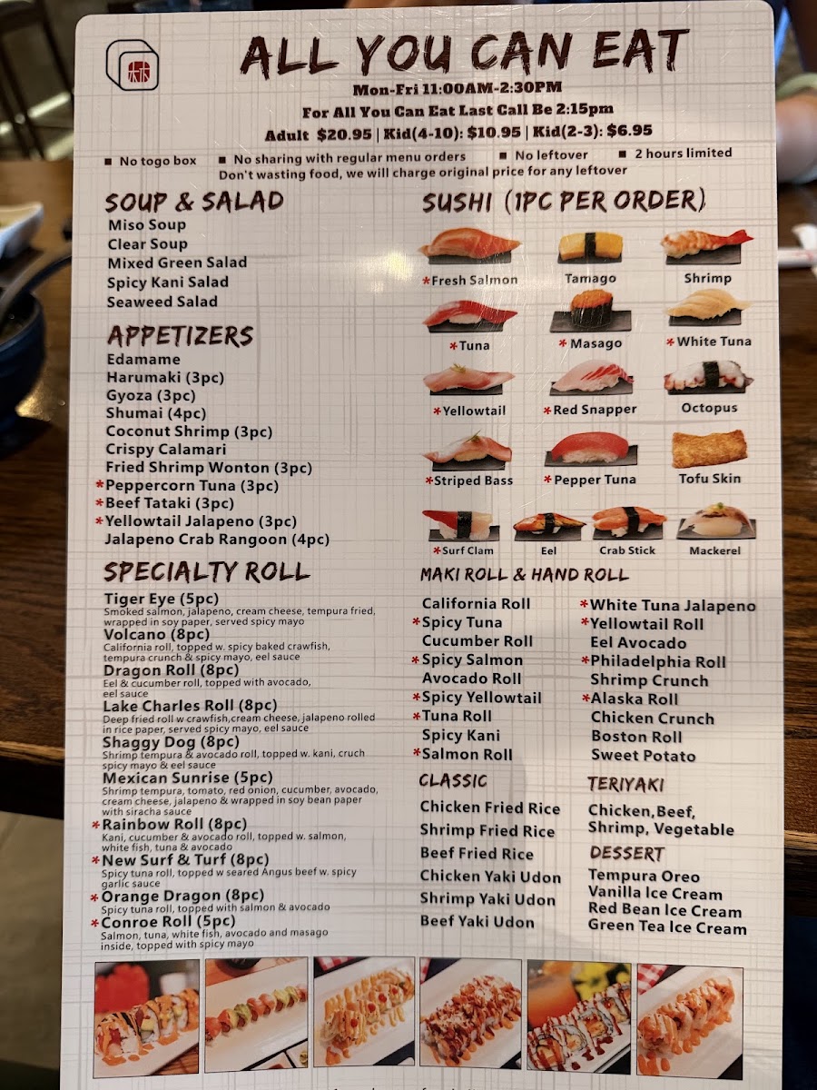 Sushi Haya menu board