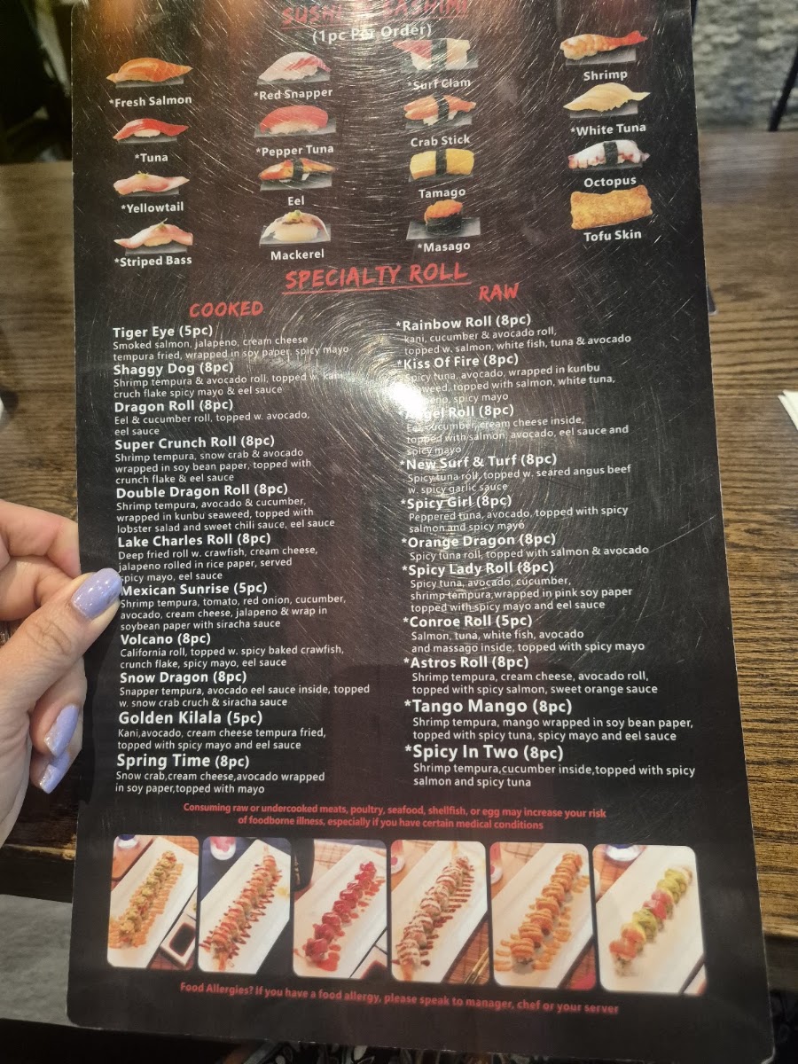 Sushi Haya menu board