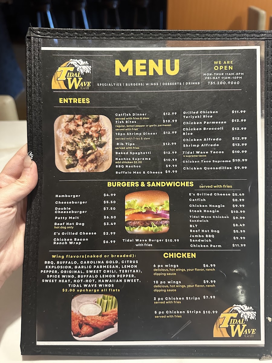 Tidal Wave Grill menu board