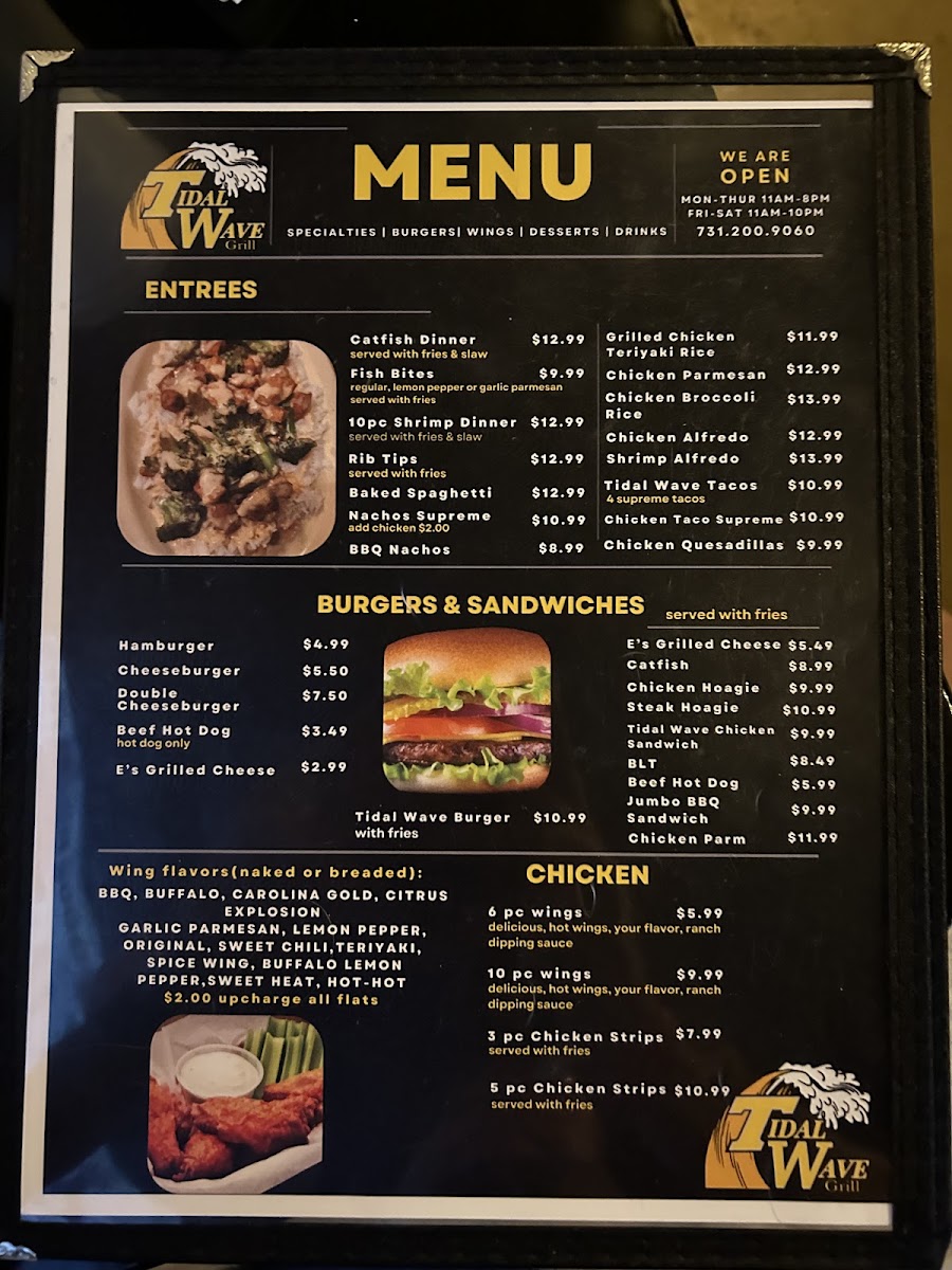 Tidal Wave Grill menu board