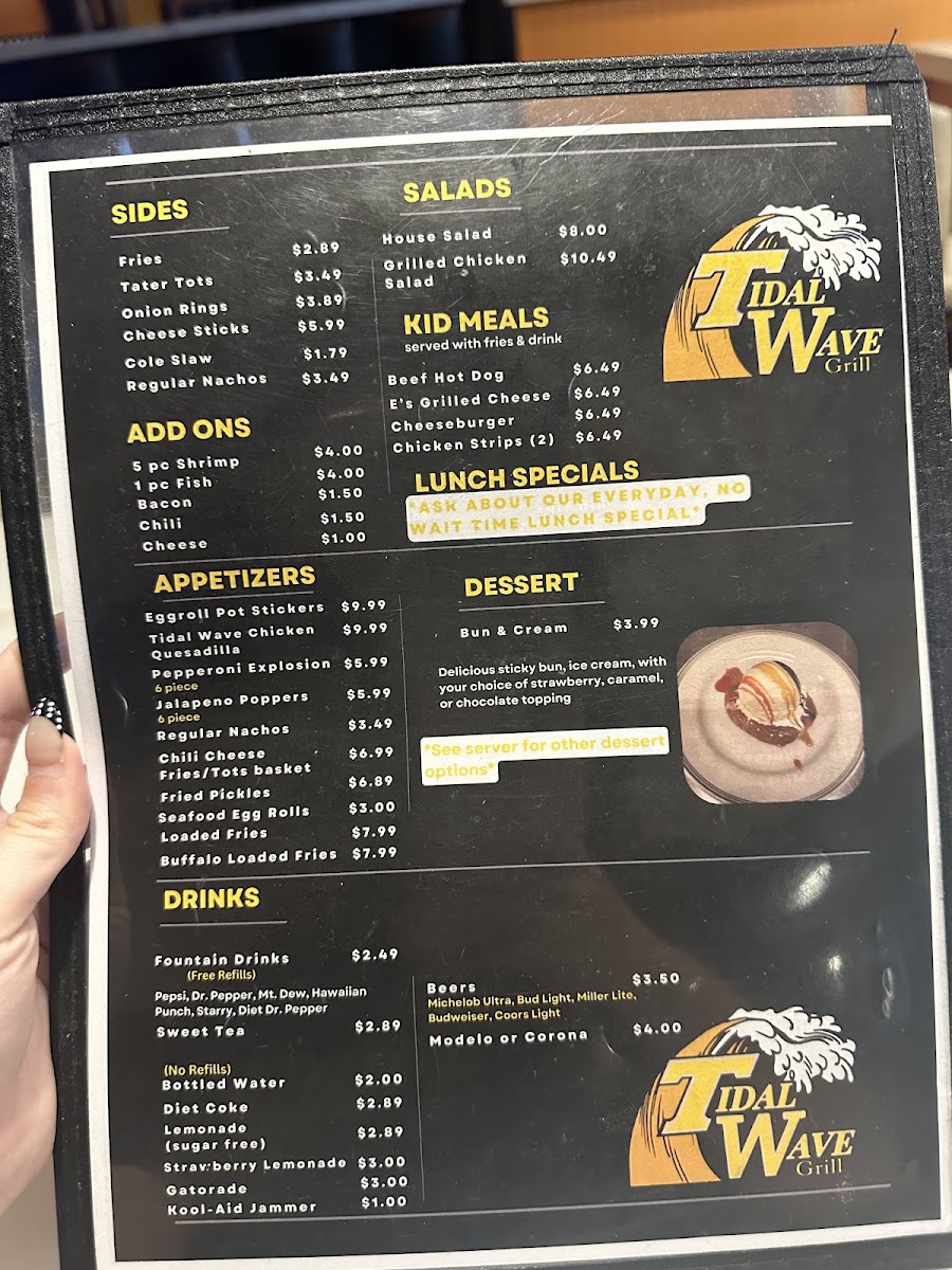 Tidal Wave Grill menu board