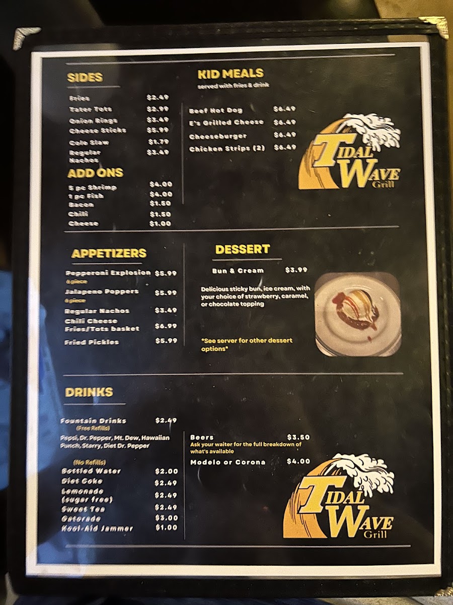 Tidal Wave Grill menu board