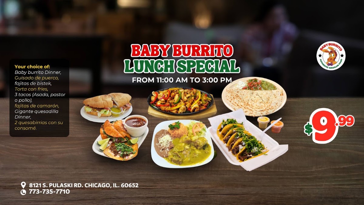 Baby Burritos menu board