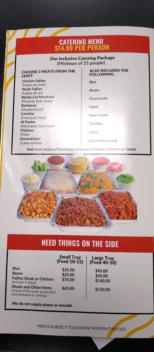 Baby Burritos menu board