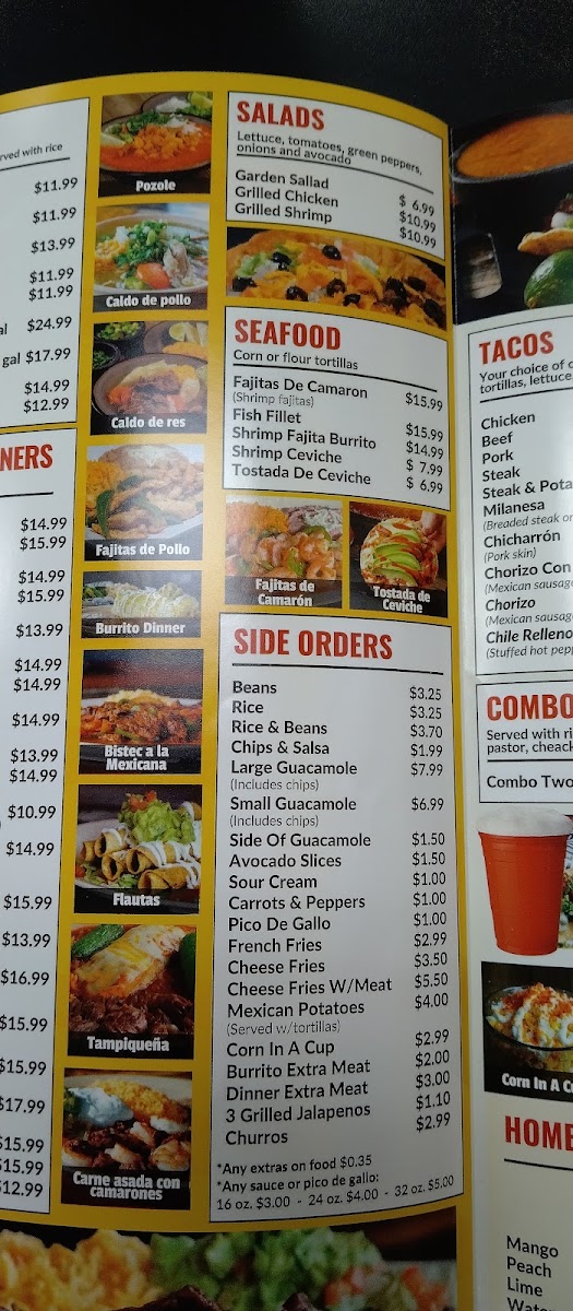 Baby Burritos menu board
