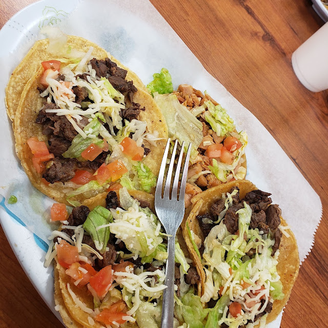 Steak Tacos and 1 Chicken Taco
