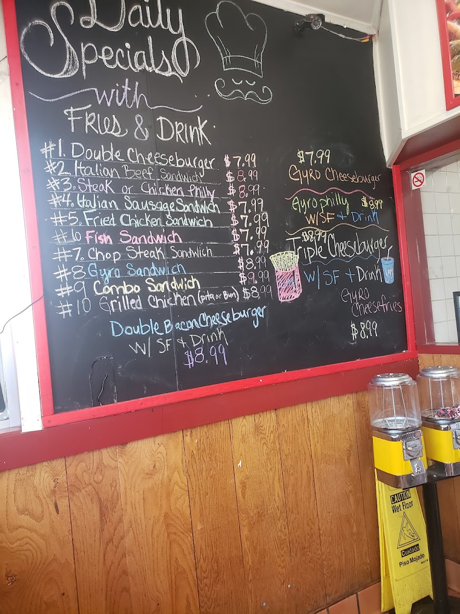 L & M Hot Dogs menu board