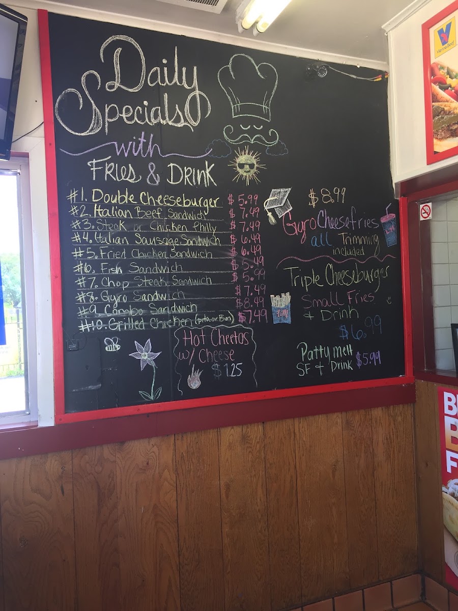 L & M Hot Dogs menu board