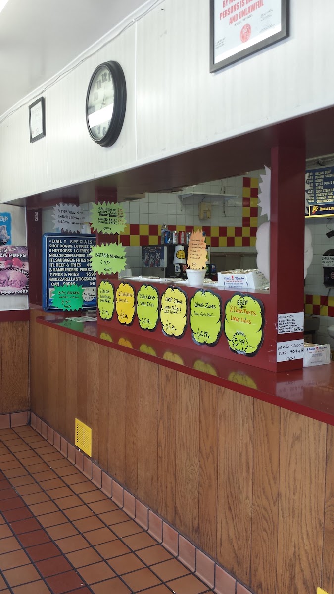 L & M Hot Dogs menu board