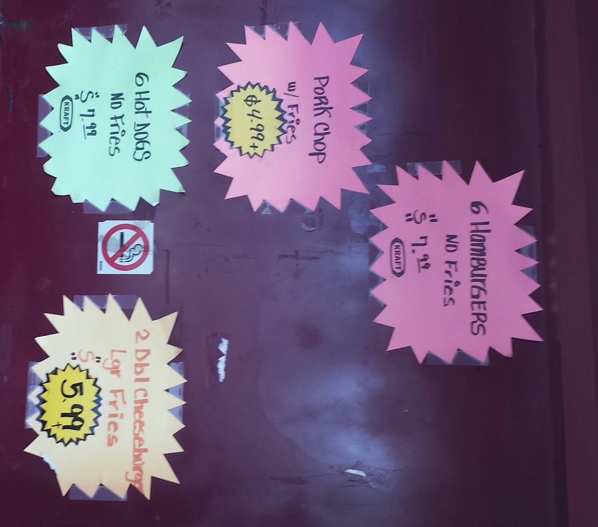 L & M Hot Dogs menu board