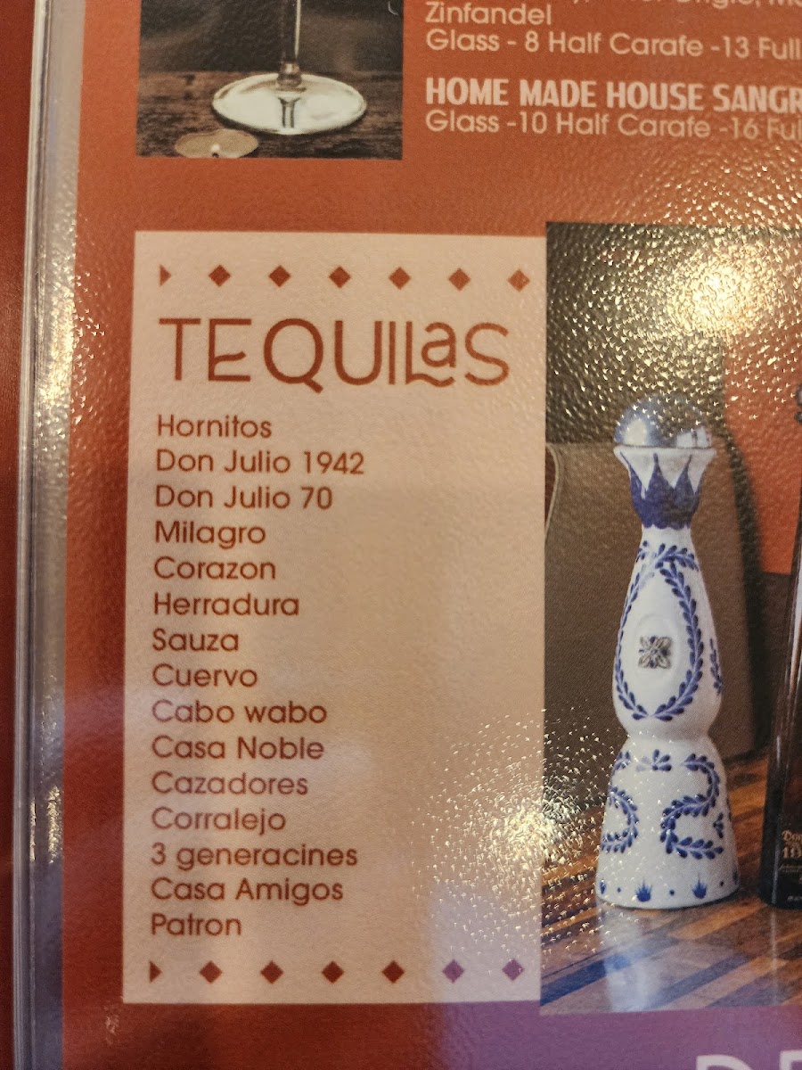 3Tequilas Mexican Restaurant menu board