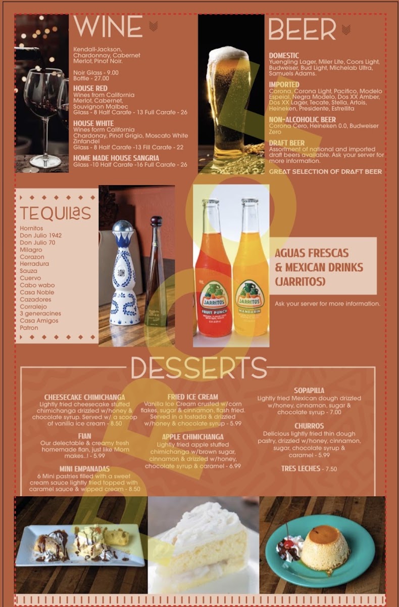 3Tequilas Mexican Restaurant menu board
