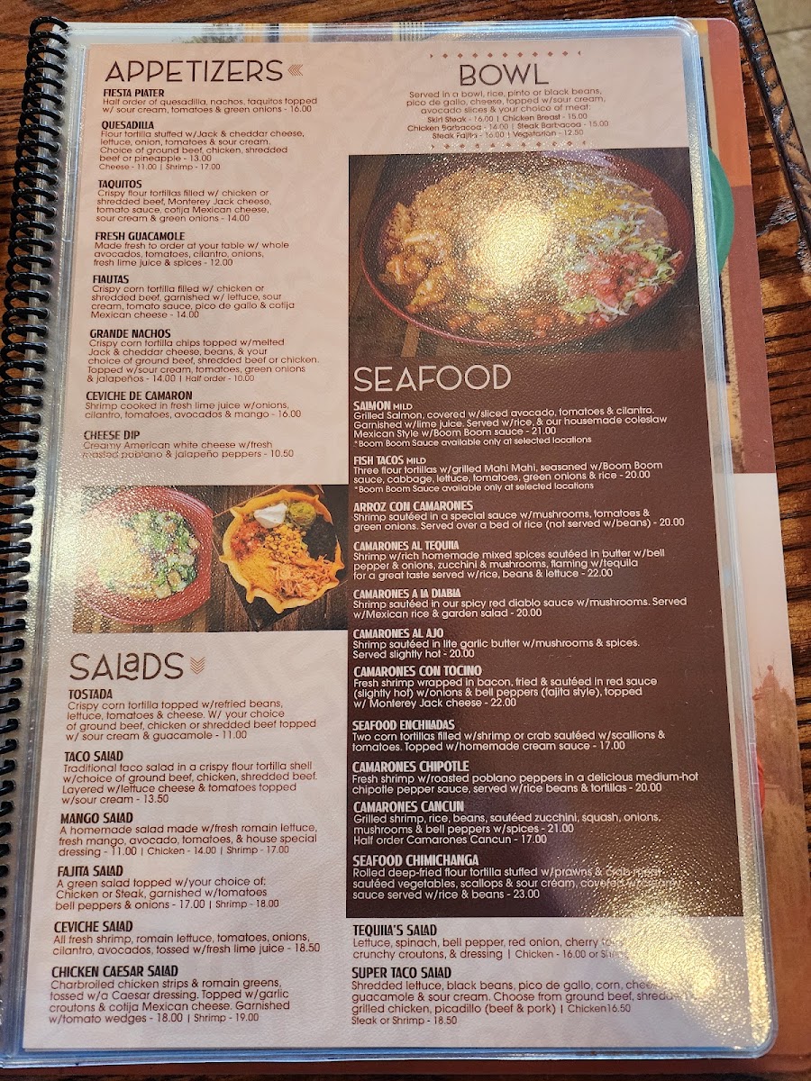 3Tequilas Mexican Restaurant menu board
