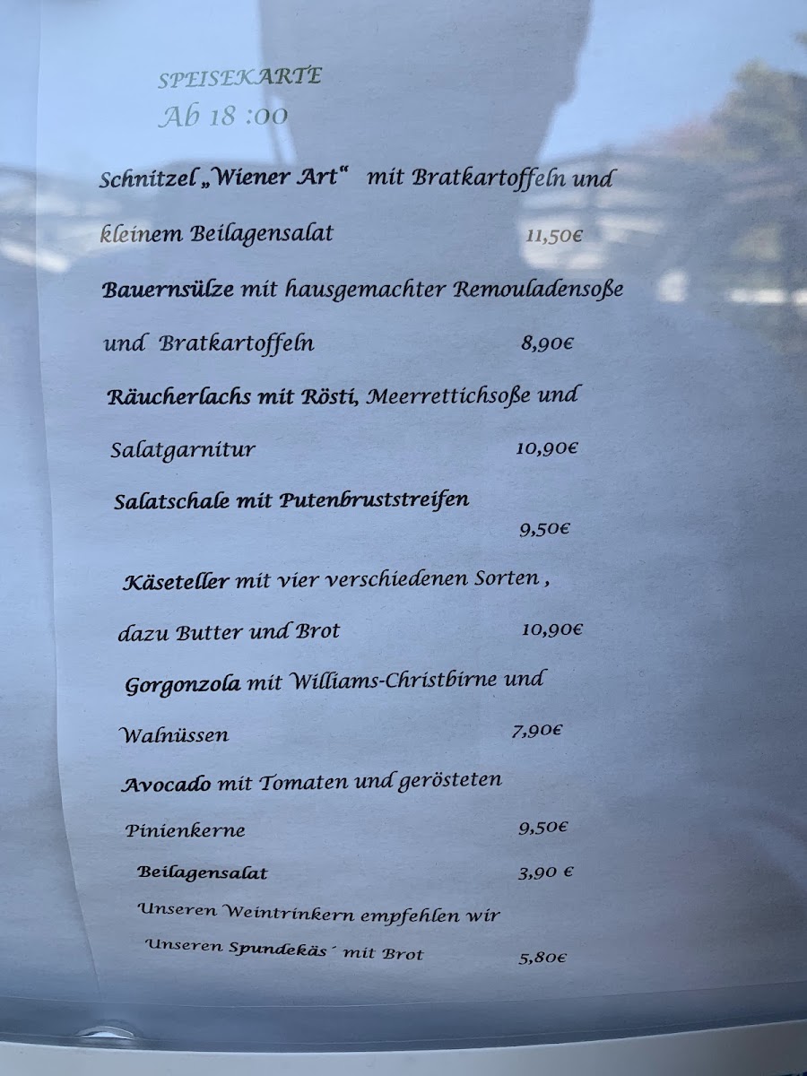 Weingarten zur Reblaus menu board