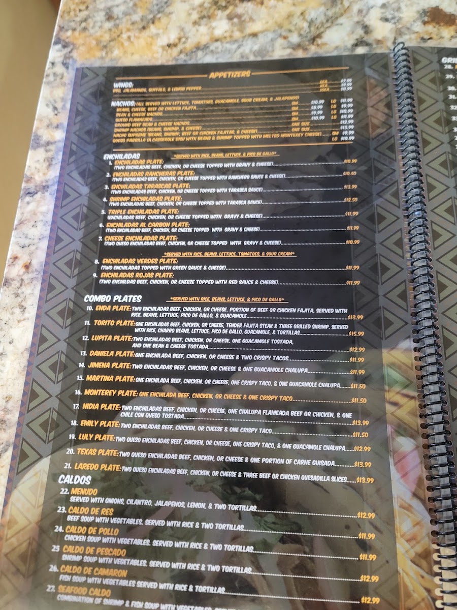 Taqueria La Texana menu board