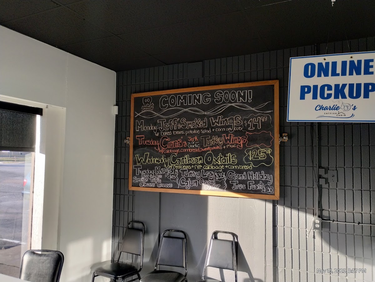 Southern Catfish Cabin menu board