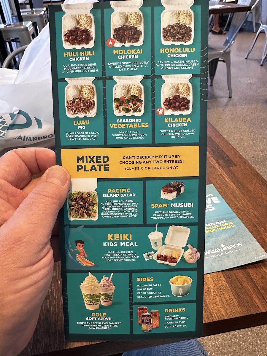 Hawaiian Bros Island Grill menu board