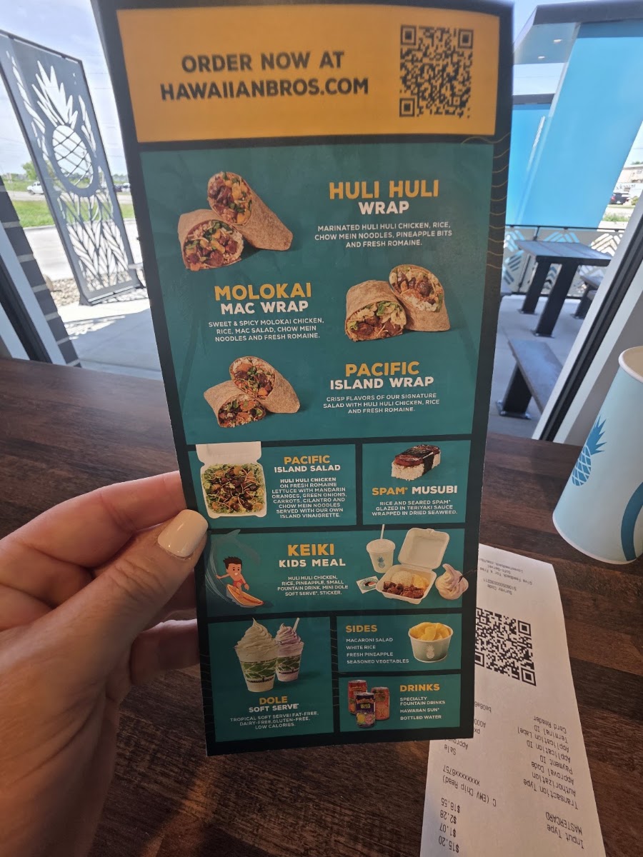 Hawaiian Bros Island Grill menu board