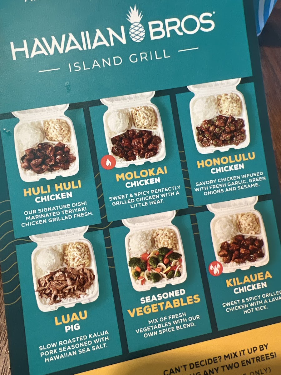 Hawaiian Bros Island Grill menu board