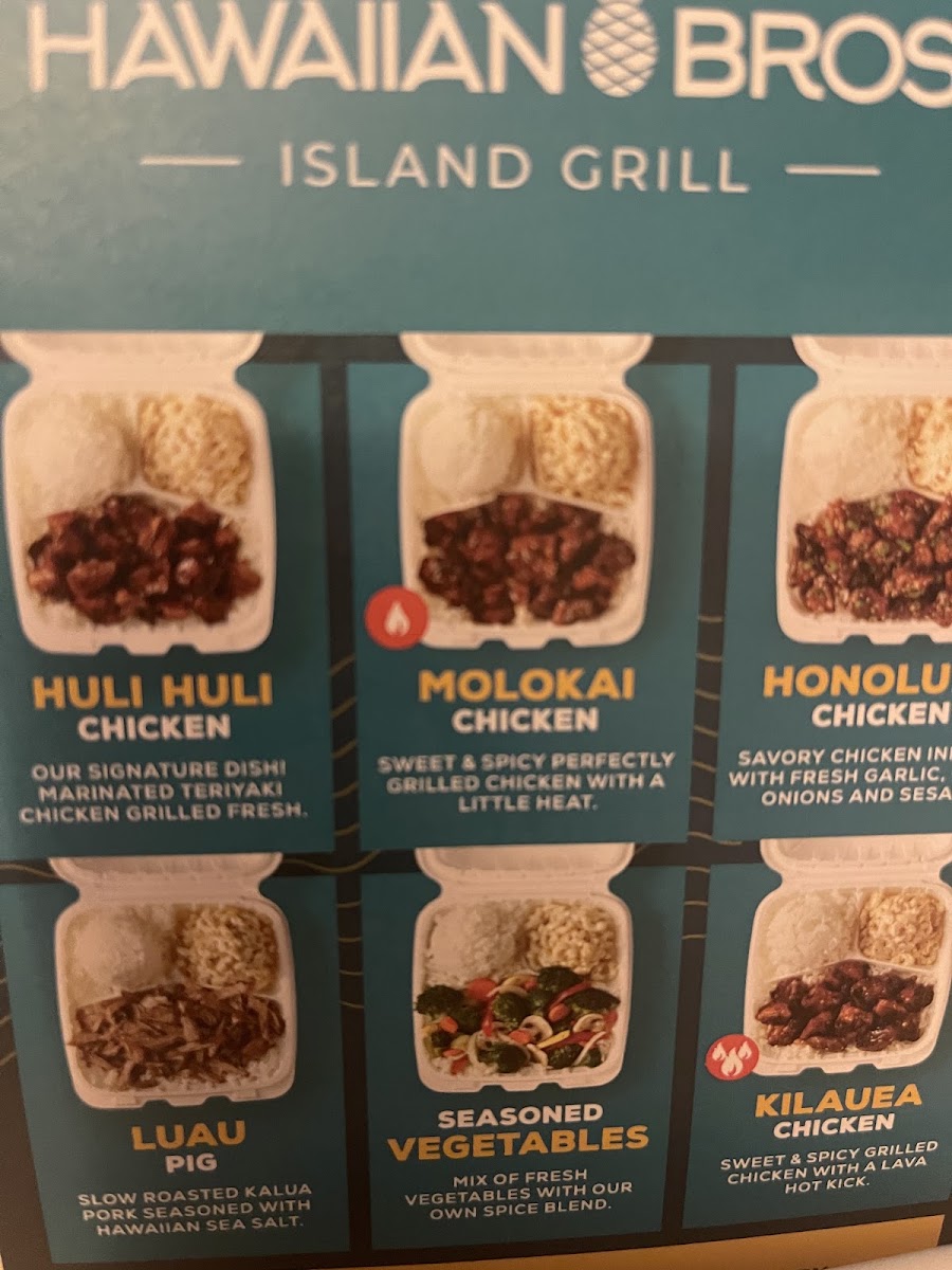 Hawaiian Bros Island Grill menu board