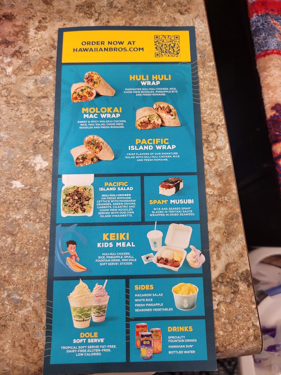 Hawaiian Bros Island Grill menu board