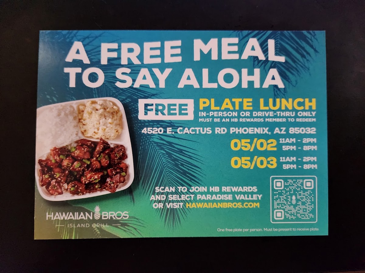 Hawaiian Bros Island Grill menu board