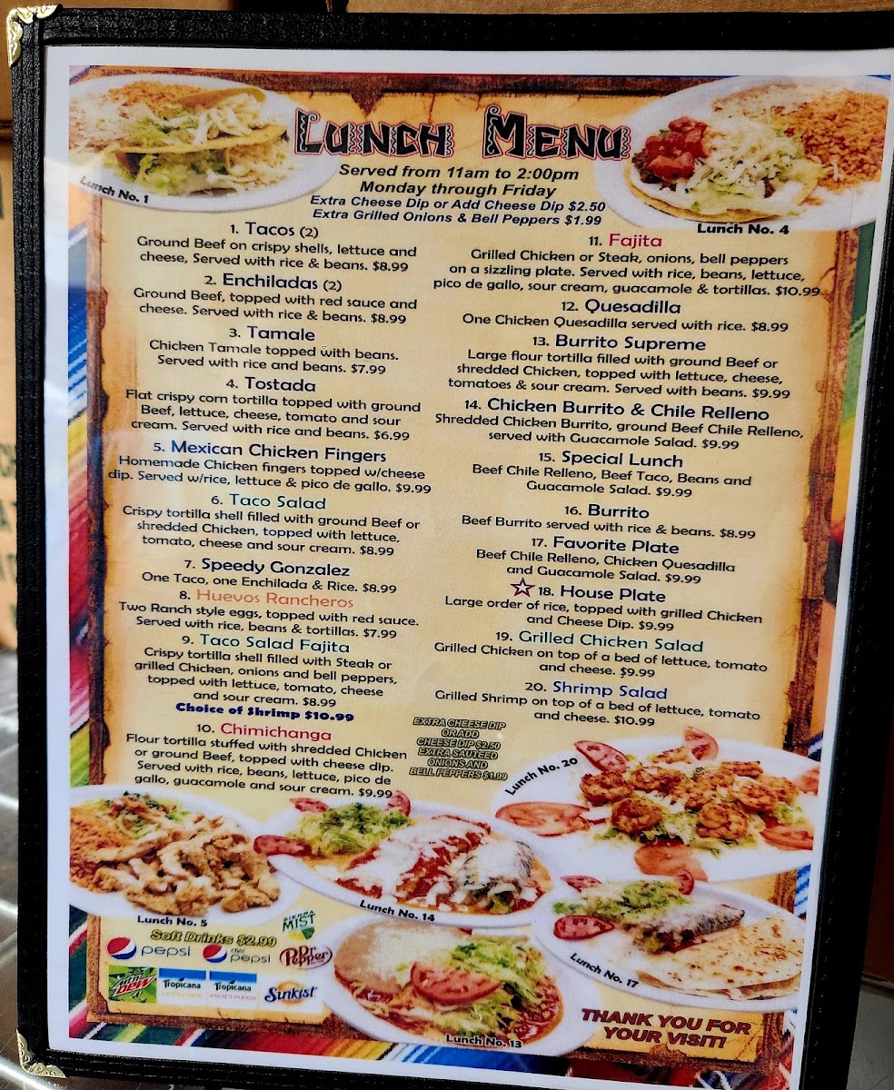 El Fogon Hackleburg menu board