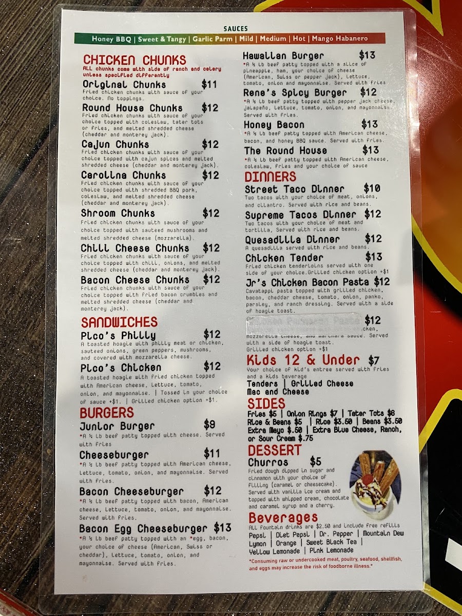 Pico's Mexican Bar and Grill menu board