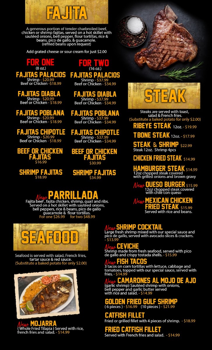 3 potrillos Mexican restaurant and bar menu board